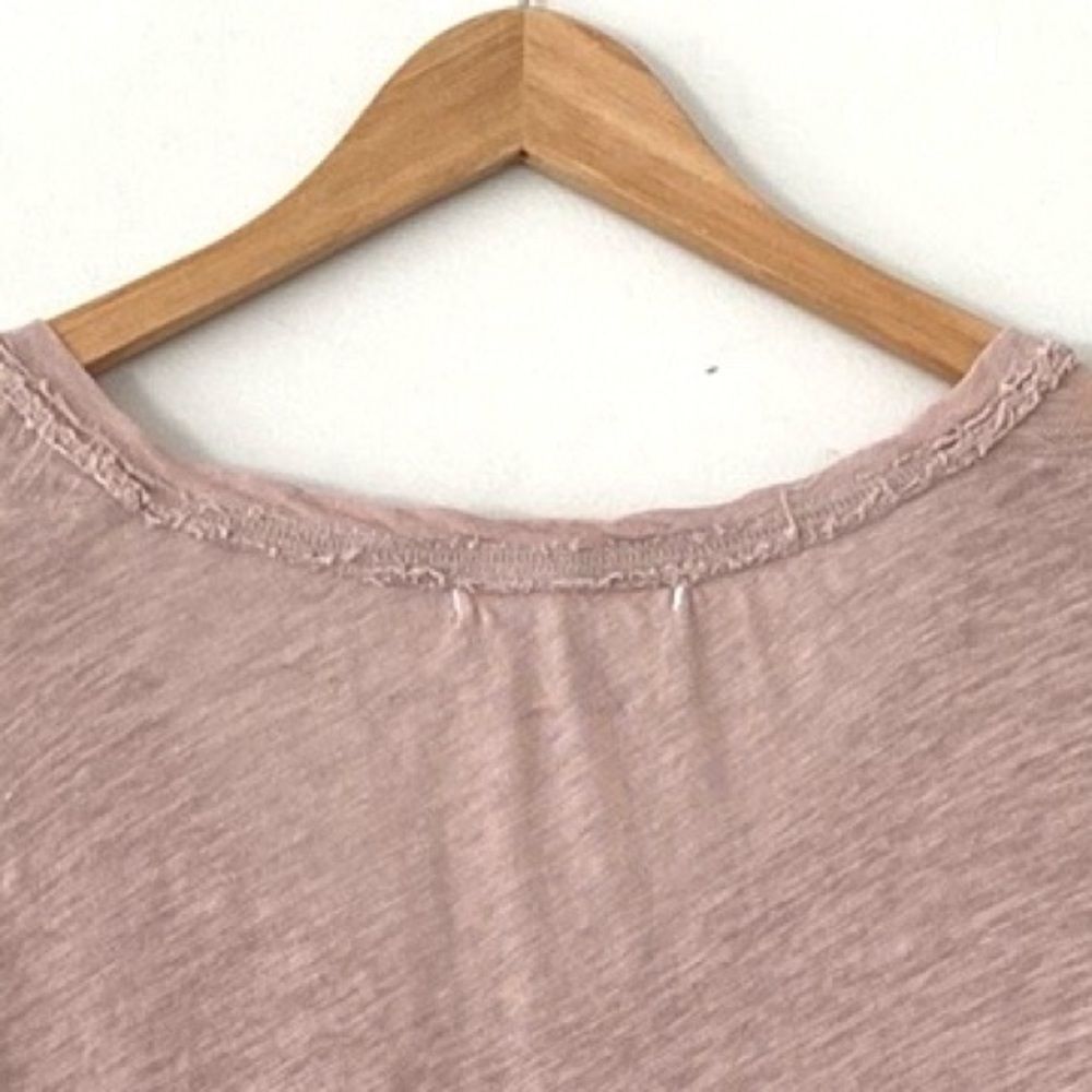 Free People Powder Pink Sheer Fitted Long Sleeve Tee S Boho Beachy Urban Casual - Picture 14 of 14